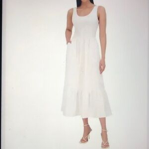 Steve Madden Crisp White Sleeveless Cotton Maxi Dress Size L